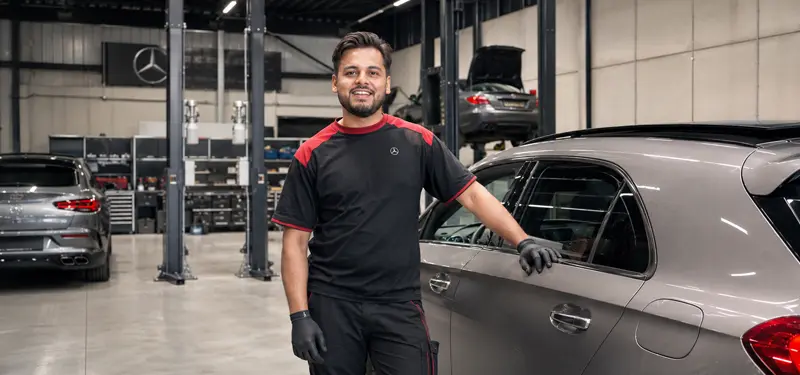 Monteur van Van Gedik Automotive & Service in de werkplaats